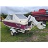 Image 6 : Fiber Tech, Approx. 16 ft Fibreglass open bow boat, SN.FT165018LL283, c/w top & 70 HP Johnson motor