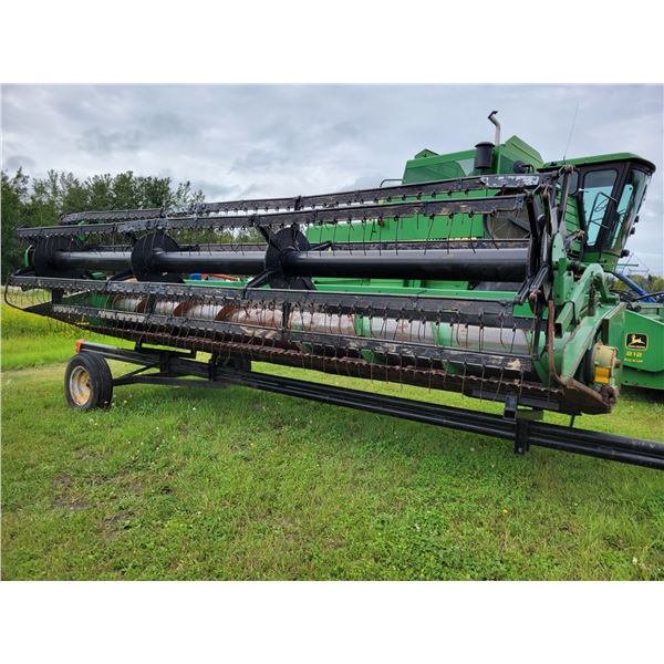 JD 220, 20 ft Straight Cut, pick up reels, SN. 534322 & single axle transport, For info PH John (780
