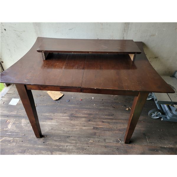 Approx. 49" x 36" wood table c/w extra leaf