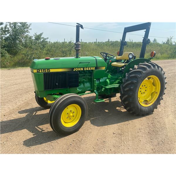 SELLING OFF SITE: Purchased New in 1995 JD 2155 Tractor, showing 1770 hrs, new tires, 3 point, singl
