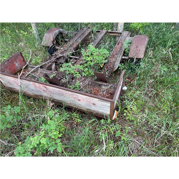 SELLING OFF SITE: 8' Motorcycle flat deck trailer, No visible SN., For more info PH Mel (780) 446-81