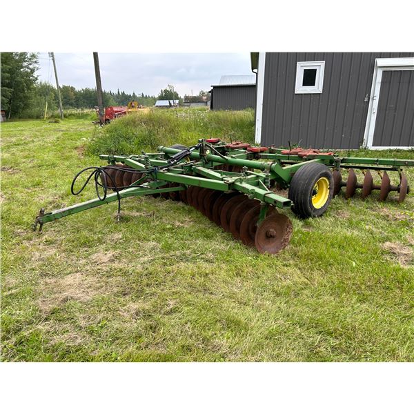 SELLING OFF SITE: JD Model H1120 Tandem Disc, 14', 20-21" pans, add-on weights, 11Lx15 tires, For mo