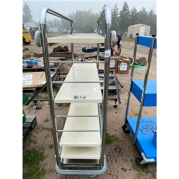 White rolling shelf unit, 12" x 45"