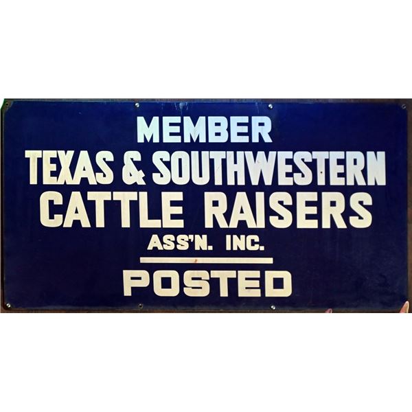 Large Texas Cattle Raisers' Porcelain Sign