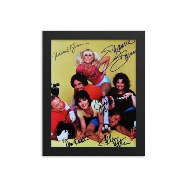 Three's Company cast signed photo framed reprint