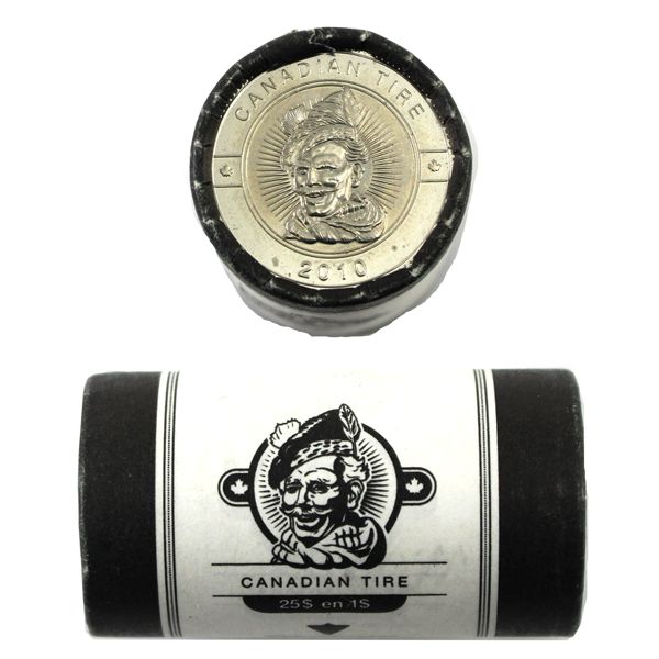 Canadian Tire 2010 $1 Limited Edition Cash Bonus Coin Roll of 25pcs.