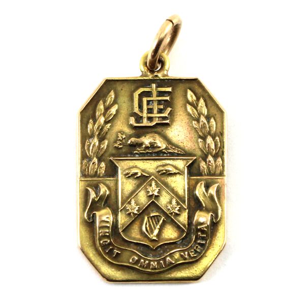 Canada-Eaton's ND (c.1914-1918) Medallion Presented to A. Stevens 13.6g 14K Gold, 2.91x2.16cm.