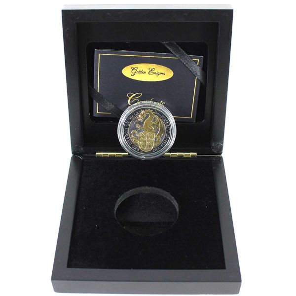 Great Britain 2017 2oz 'Golden Enigma' Gold & Ruthenium Plated Queen's Beasts - Red Dragon of Wales
