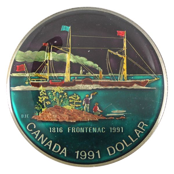 Silver $1 1991 w/ Privately Issued Enamel Enhancements. Vivid Colours and Gorgeous Detail Work!