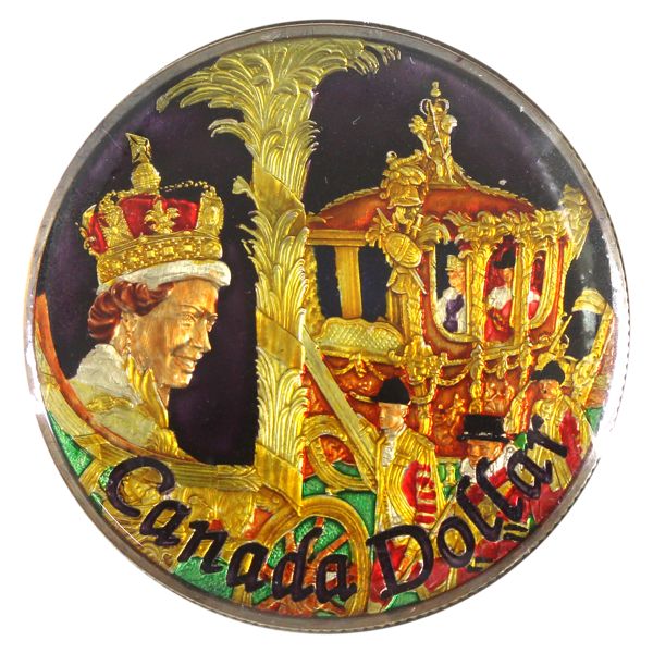 Silver $1 2002 w/ Privately Issued Enamel Enhancements. Vivid Colours and Gorgeous Detail Work!