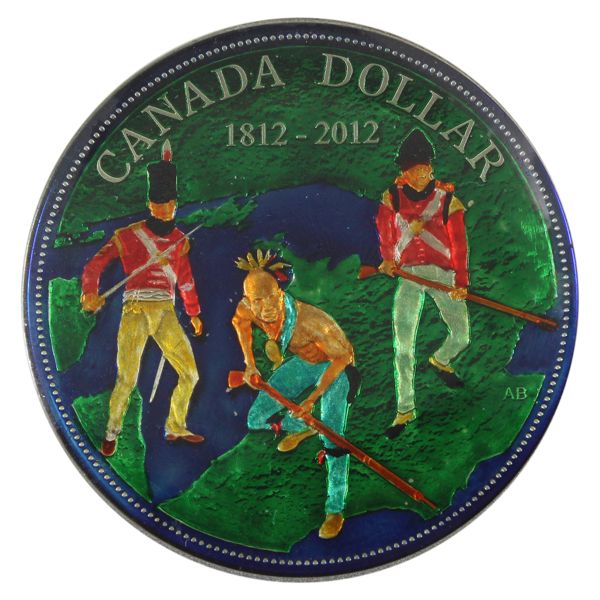 Silver $1 2012 w/ Privately Issued Enamel Enhancements. Vivid Colours and Gorgeous Detail Work!