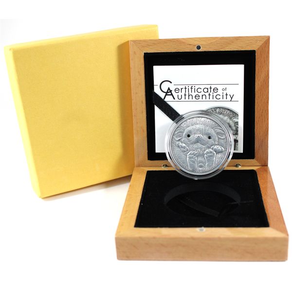 Mongolia 2012 500 Togrog Long-Eared Hedgehog 1oz .999 Silver w/ Antique Finish & Swarovski® Crystals
