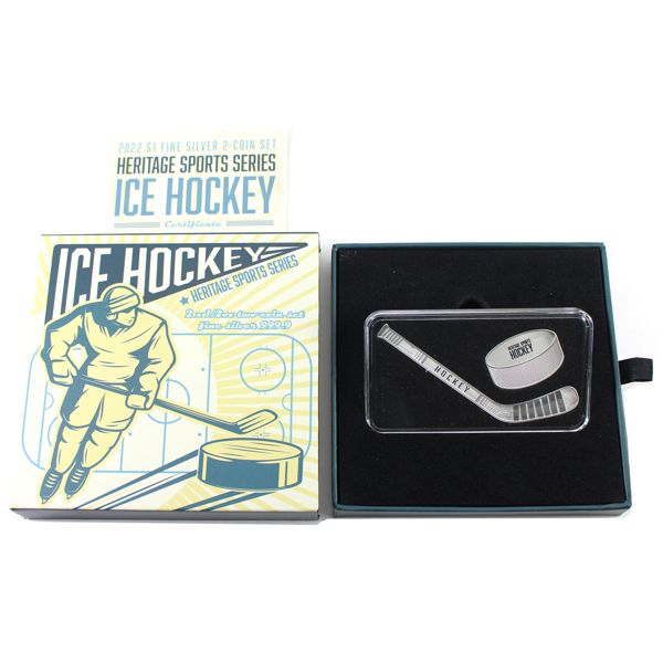 Solomon Islands 2022 $1 Heritage Sports Series - Ice Hockey Fine Silver 2-Coin Set (Tax Exempt)