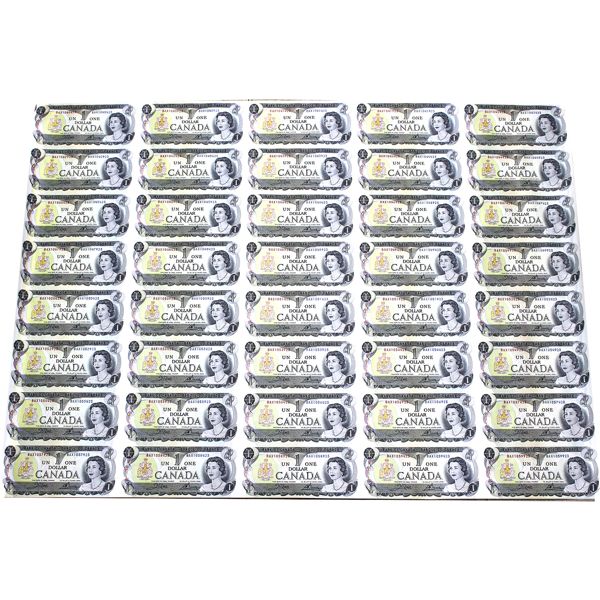 BC-46bA 1973 BAX  $1 Uncut Sheet of 40 Notes in 5x8 Format