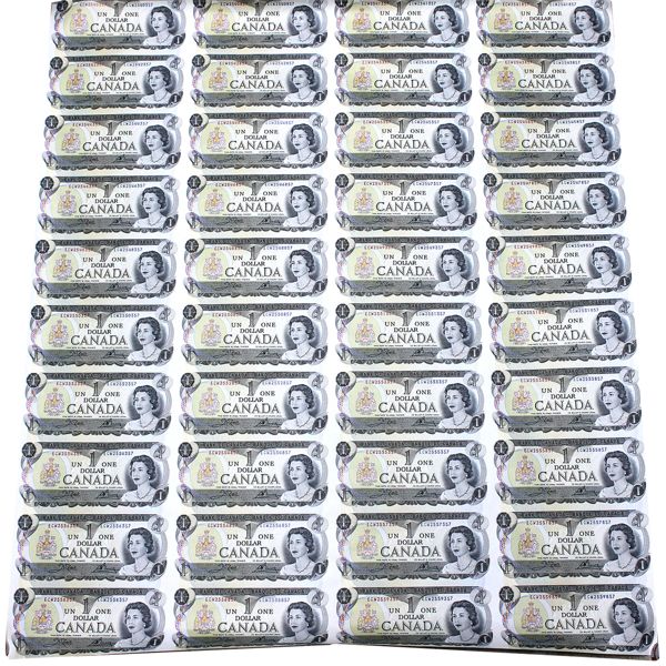 BC-46b 1973 ECW $1 Uncut Sheet of 40 Notes in 10x4 Format
