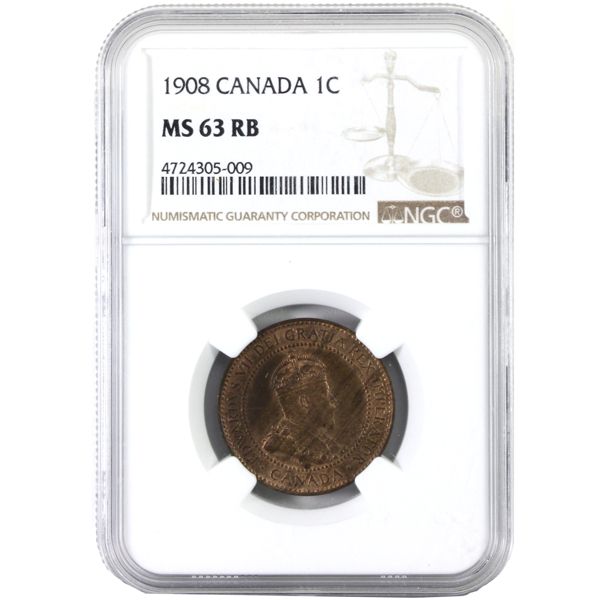 1-cent 1908 NGC MS63 RB