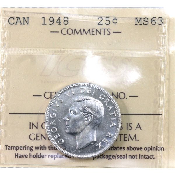 25-cent 1948 ICCS MS63