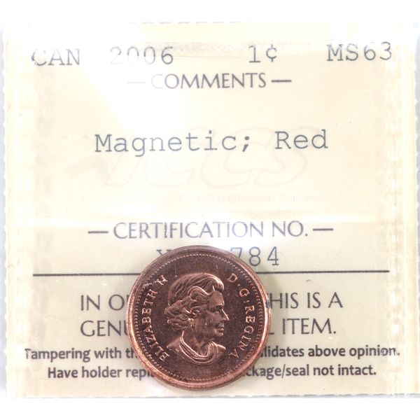 1-cent 2006 Magnetic ICCS MS63 Red
