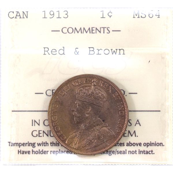 1-cent 1913 ICCS MS64 Red and Brown
