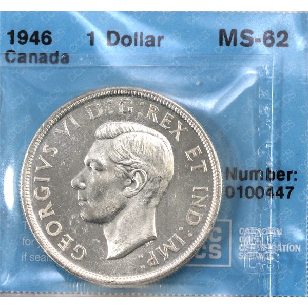 Silver $1 1946 CCCS MS62 