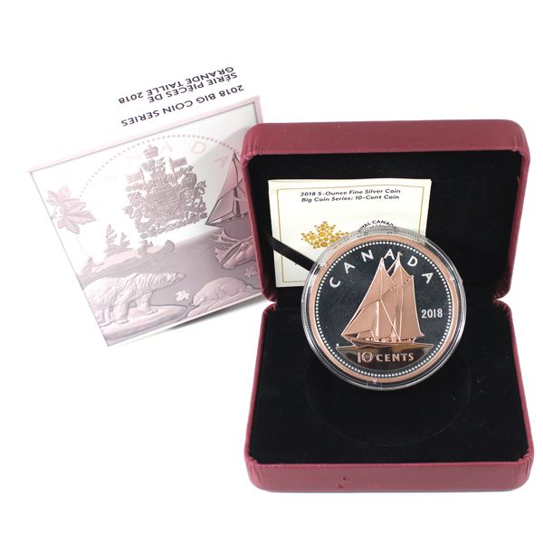 2018 10-cent Big Coin Rose-Gold Plated 5oz. Fine Silver (Tax Exempt)