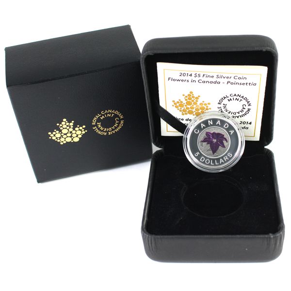 2014 $5 Flowers in Canada - Poinsettia Silver & Niobium Coin (Tax Exempt) 
