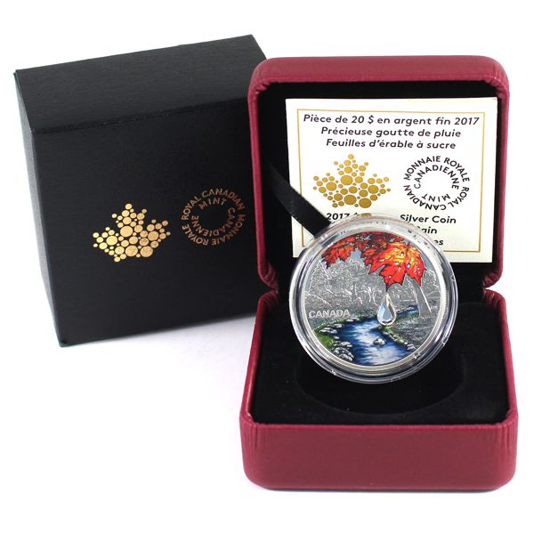 	2017 $20 Jewel of the Rain - Sugar Maple Leaves Fine Silver