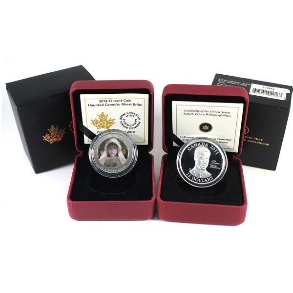 2011 $15 H.R.H. Prince William of Wales UHR Sterling Silver & 2014 25-cent Haunted - Ghost Bride