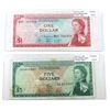 Image 1 : East Caribbean States 1965 $1 & $5 Notes. 2pcs.