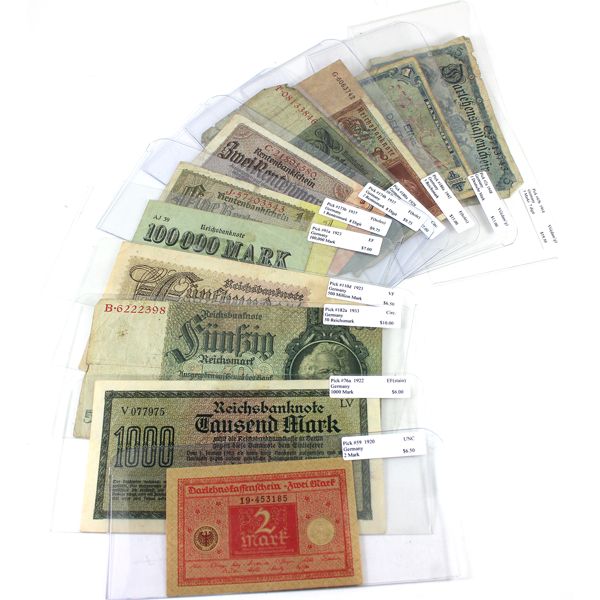 Germany 1914-1948 Mixed Denomination VG to UNC (various imperfections) Notes. 11pcs.