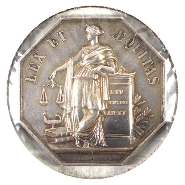 France ND (c. 1845-1880) Chamber of Notaries of the Lille Dist. (Lerouge-161) 20g .925 Silver, 34mm