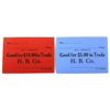 Image 1 : Hudson's Bay Company ND (c. 1960s) Generic Notes for $5 & $10 in Trade. Blue & Red Cardboard. 2pcs