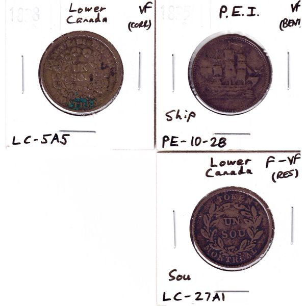 Canada ND-1838 Colonial Tokens. 3pcs. 