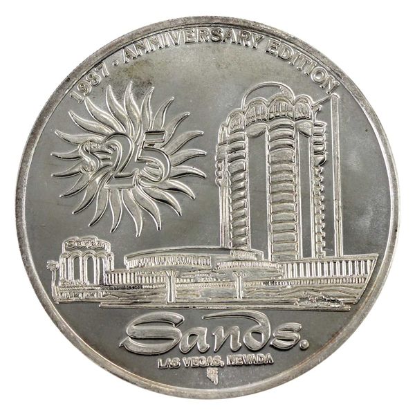 USA-Las Vegas NV 1987 Sands Gaming Token 1.5oz-.999 Silver, 50mm (Tax Exempt)