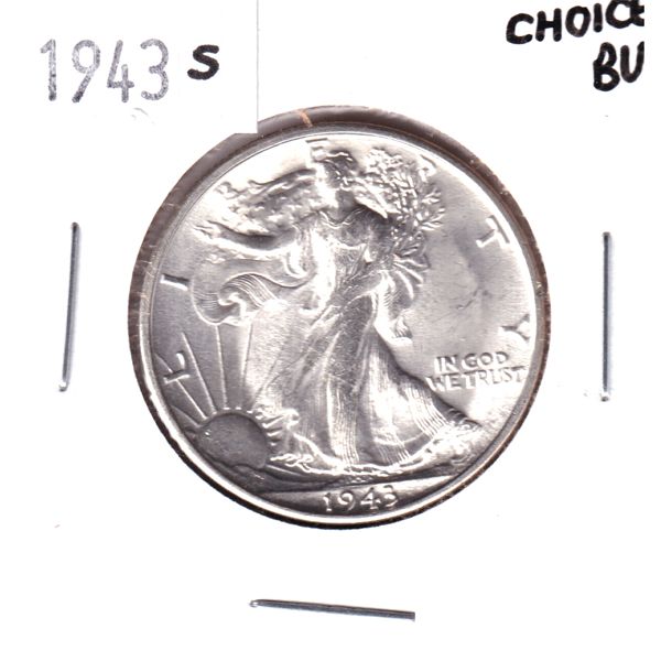 USA Silver 1943S Walking Liberty Half Dollar Choice BU