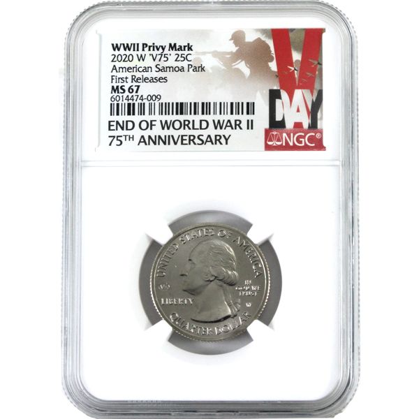 USA 2020W America the Beautiful Quarter Samoa Park, V75 Privy NGC MS67