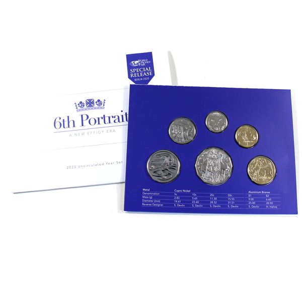 Australia 2020 Special Release World Money Fair Berlin 2020 6th Portrait 6-coin Uncirculated Set.