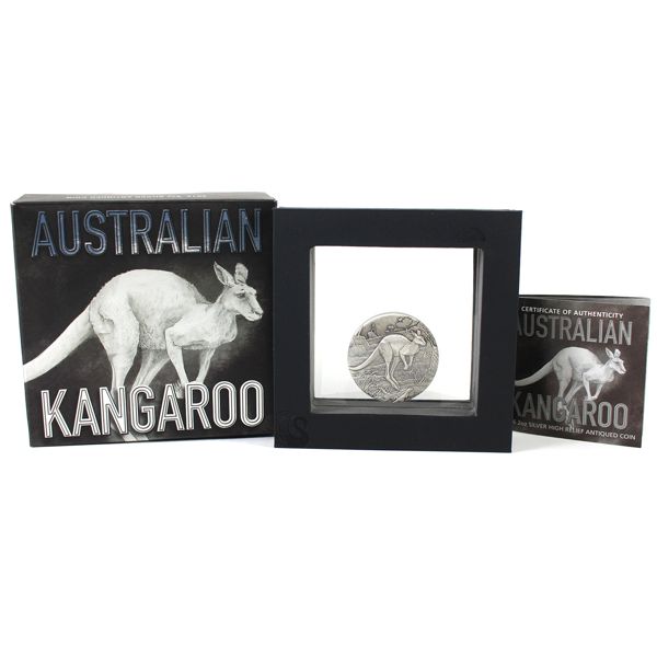 Australia Silver 2016 $2 Kangaroo Fine Silver w/ Antique Finish (Tax Exempt)