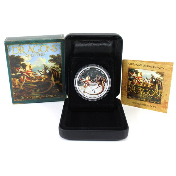 Tuvalu Silver 2012 $1 Dragons of Legend-St. George & The Dragon Fine Silver (Tax Exempt)