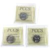 Image 2 : 5-cent 1977 High 7, 1986 & 1990 PCCS (Professional Coin Certification System) MS64. 3pcs.