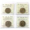 Image 1 : Loon $1 1989, 1990, 1991, & 1992 ICCS MS67 NBU. 4pcs. 