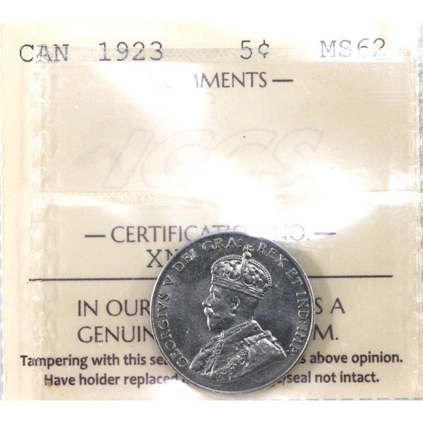5-cent 1923 ICCS MS62
