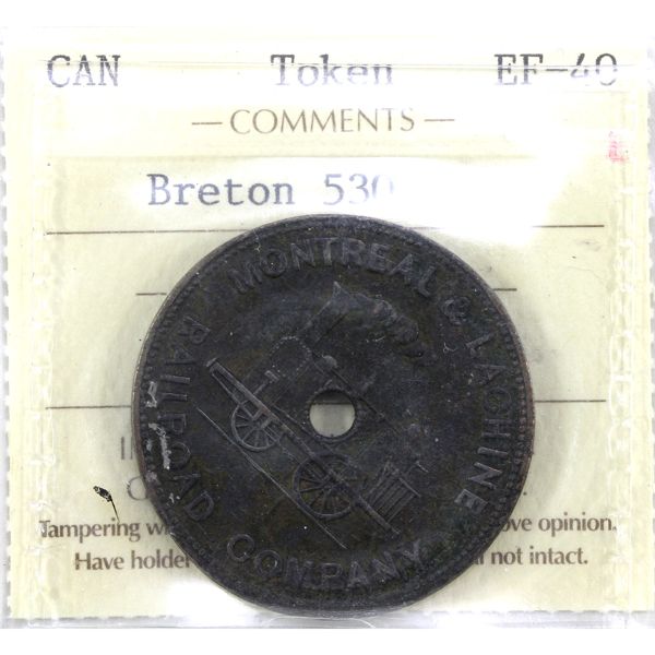 BR-530, ND (1847) Montreal & Lachine Railroad Co. Third Class Ticket/Token ICCS EF40. Scarce Issue!