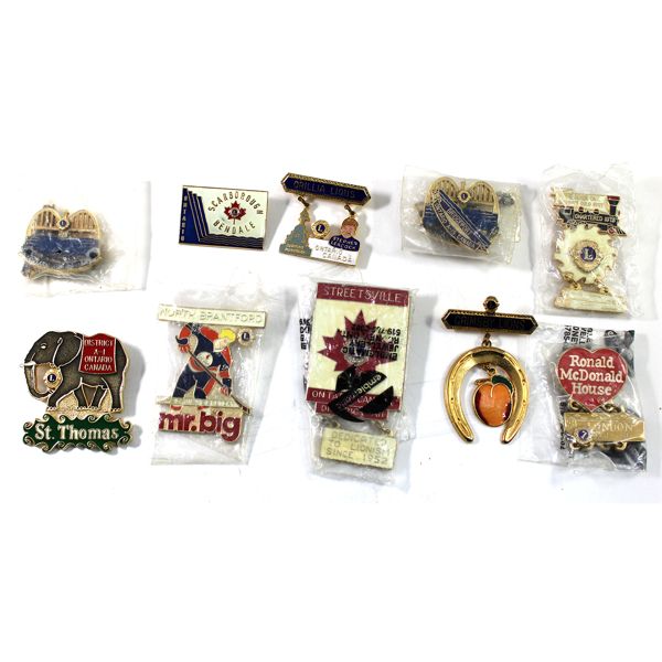 Vintage Lions Club Canada-Ontario Assorted Enameled Pins. 10pcs. 
