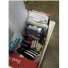 Image 8 : BOX AND CRATE OF STATIONARY, SEWING PATTERNS AND POLY FILL QUILT