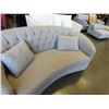 Image 8 : GREY TUFTED SEMI CURVED SOFA WITH TWO THROW CUSHIONS