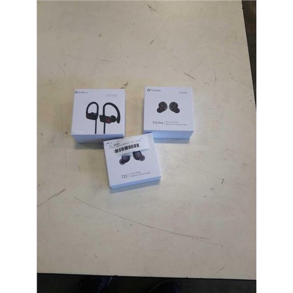 3 PAIRS TRANYA EARBUDS - T20, T10 PRO, AND X2