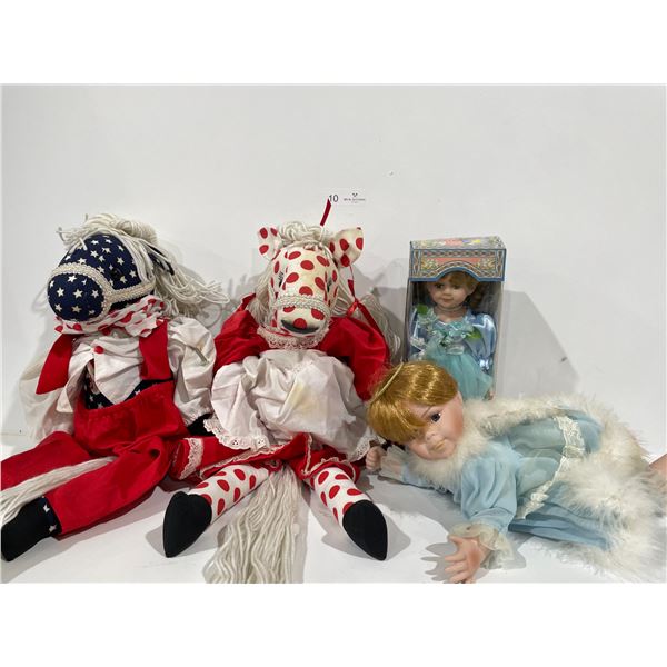 Porcelain Doll Collection And Stuffed Animal Horses
