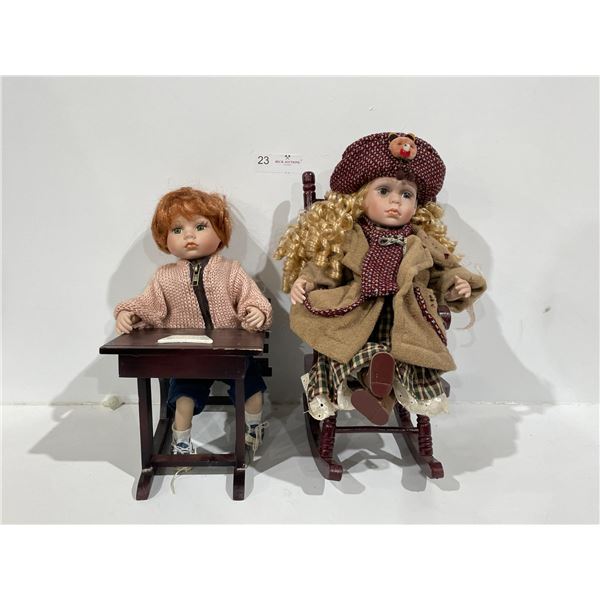 Porcelain Doll With Rocking Chairs