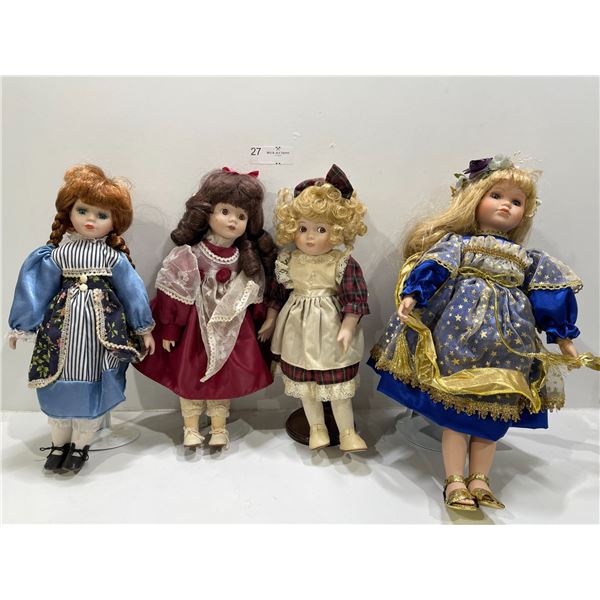 Set Of Four Vintage Porcelain Dolls